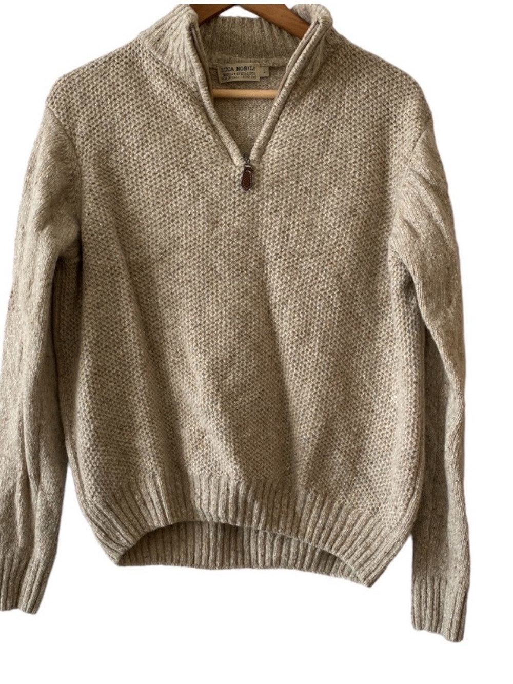 Luca Nobili 1/4 Zip Funnel Neck Wool Blend Sweater L